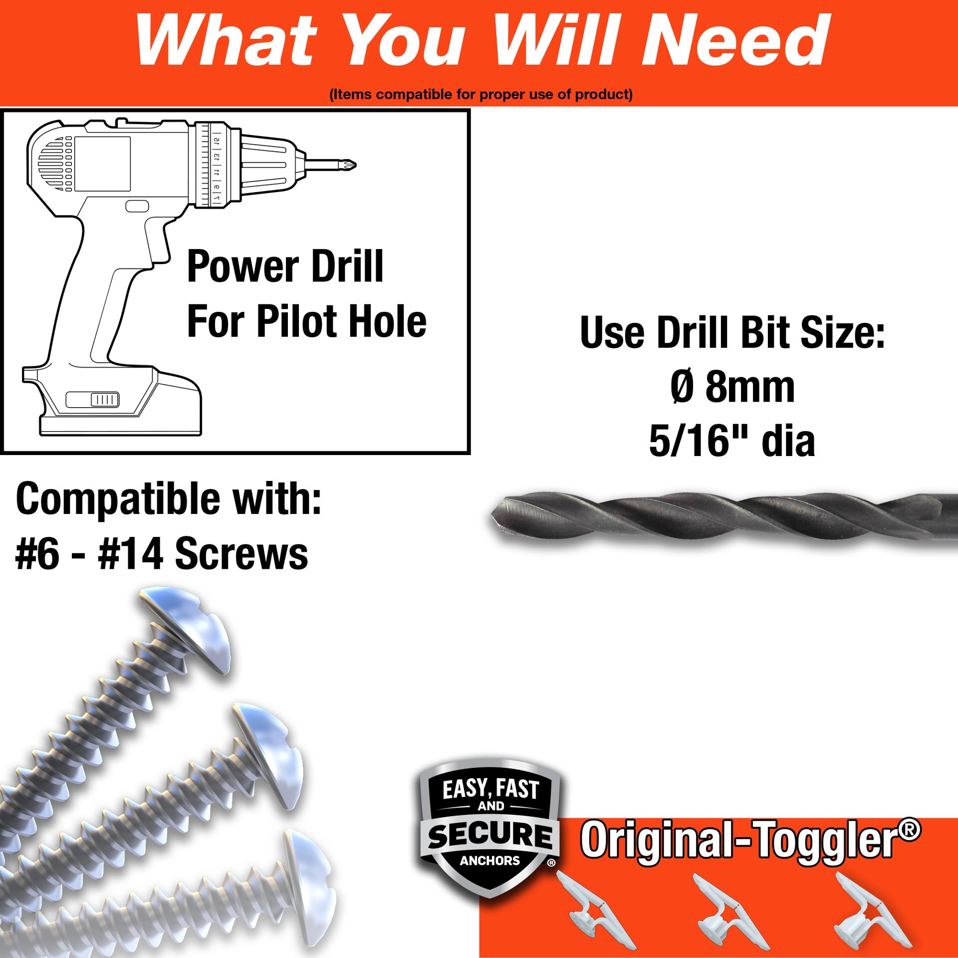 slide 4 of 6, TOGGLER 167-lb 5/16-in x Assorted length Toggle bolt with Screws Included 20-Pack, 1 ct