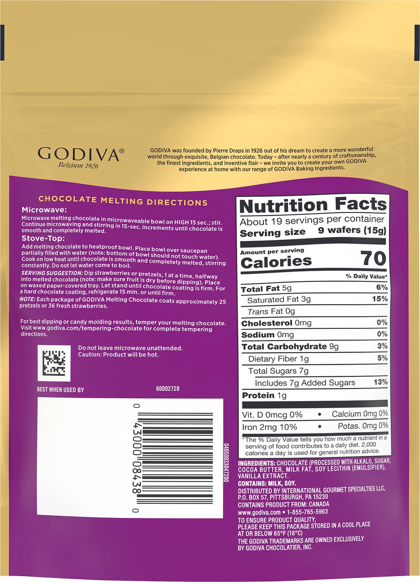 slide 7 of 14, GODIVA Dark Chocolate Premium Baking Chocolate Wafers, 10 oz Bag, 10 oz