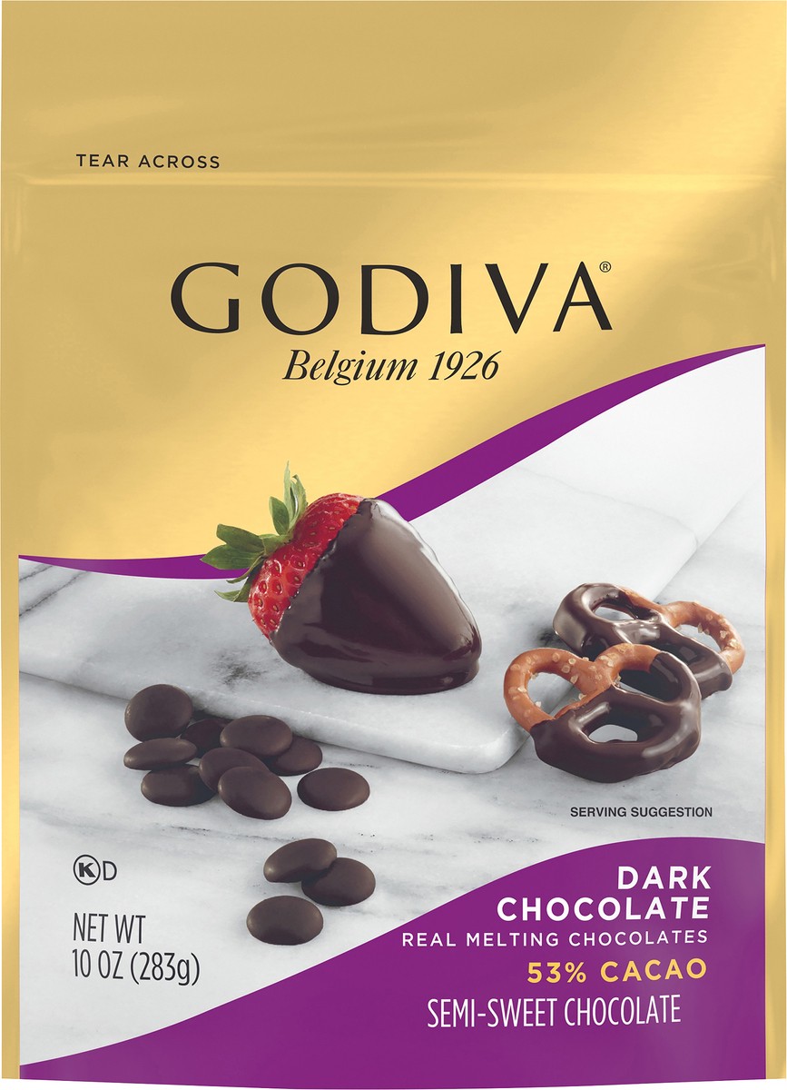 slide 8 of 14, GODIVA Dark Chocolate Premium Baking Chocolate Wafers, 10 oz Bag, 10 oz