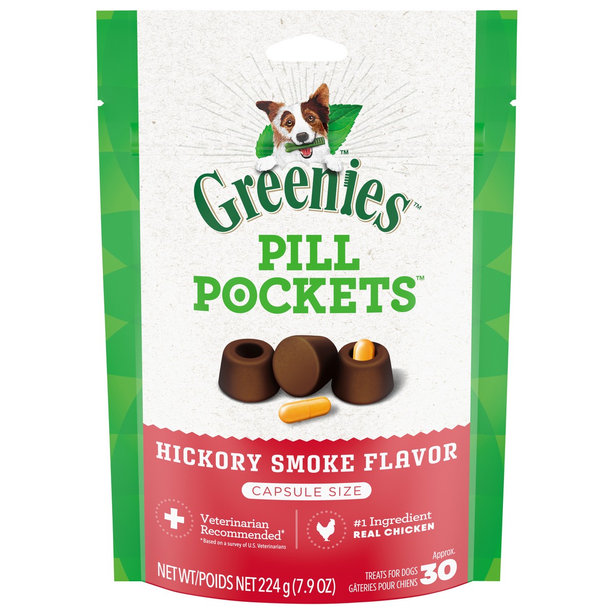 slide 1 of 5, Greenies Capsule Size Pill Pockets Hickory Smoke Flavor Beef Chewy Dog Treats - 30ct/7.9oz, 7.9 oz