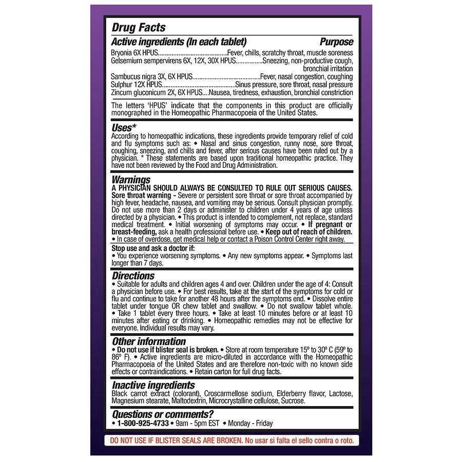 slide 4 of 5, Walgreens Black Elderberry Cold & Flu Relief Tablets, 60 ct