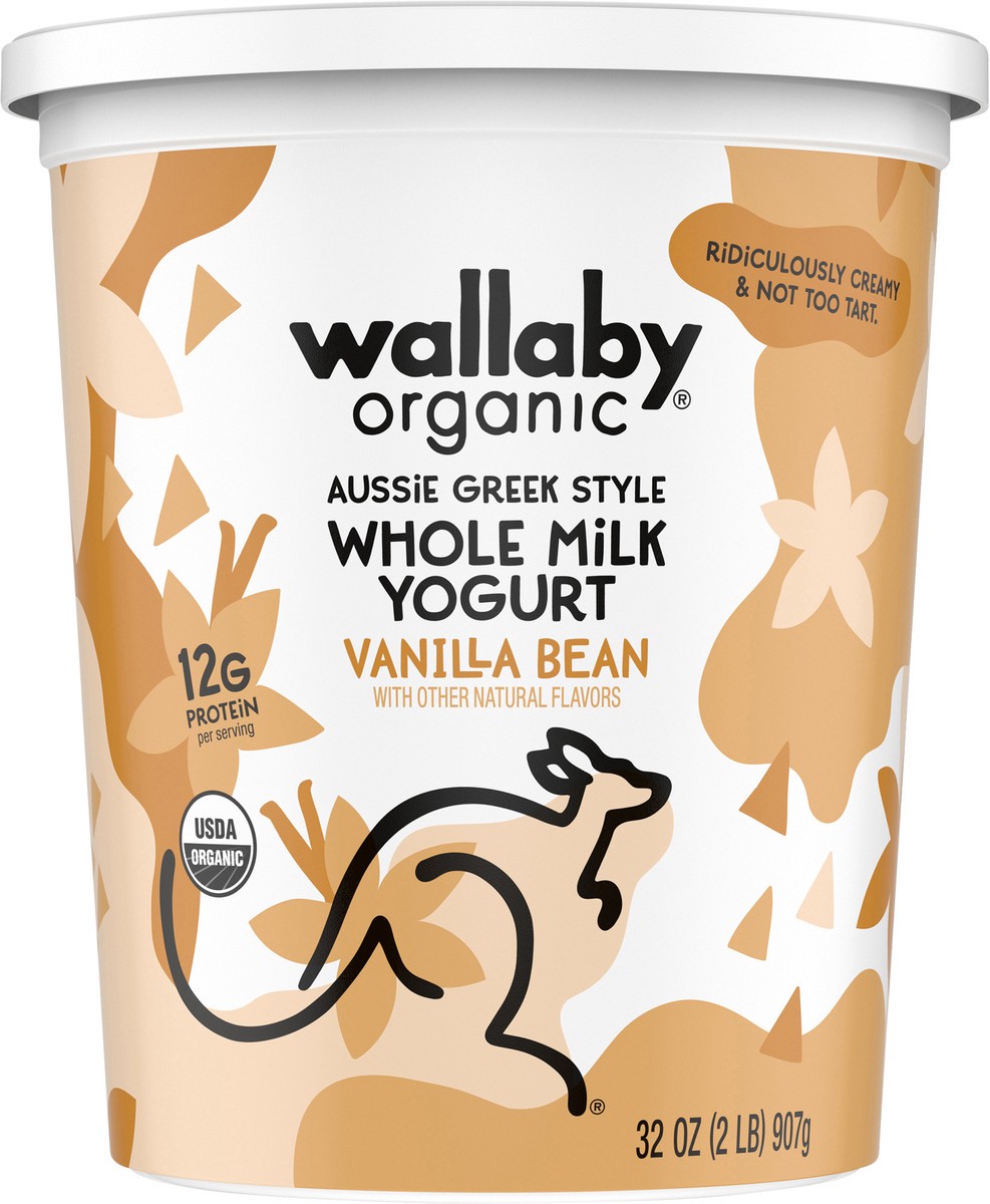 slide 11 of 12, Wallaby Organic Aussie Greek Whole Milk Yogurt, Vanilla Bean, USDA Organic, 32 oz., 32 oz