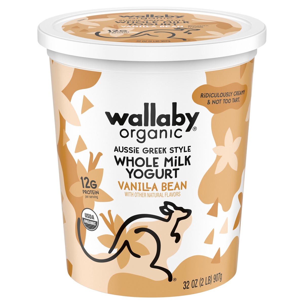 slide 1 of 12, Wallaby Organic Aussie Greek Whole Milk Yogurt, Vanilla Bean, USDA Organic, 32 oz., 32 oz