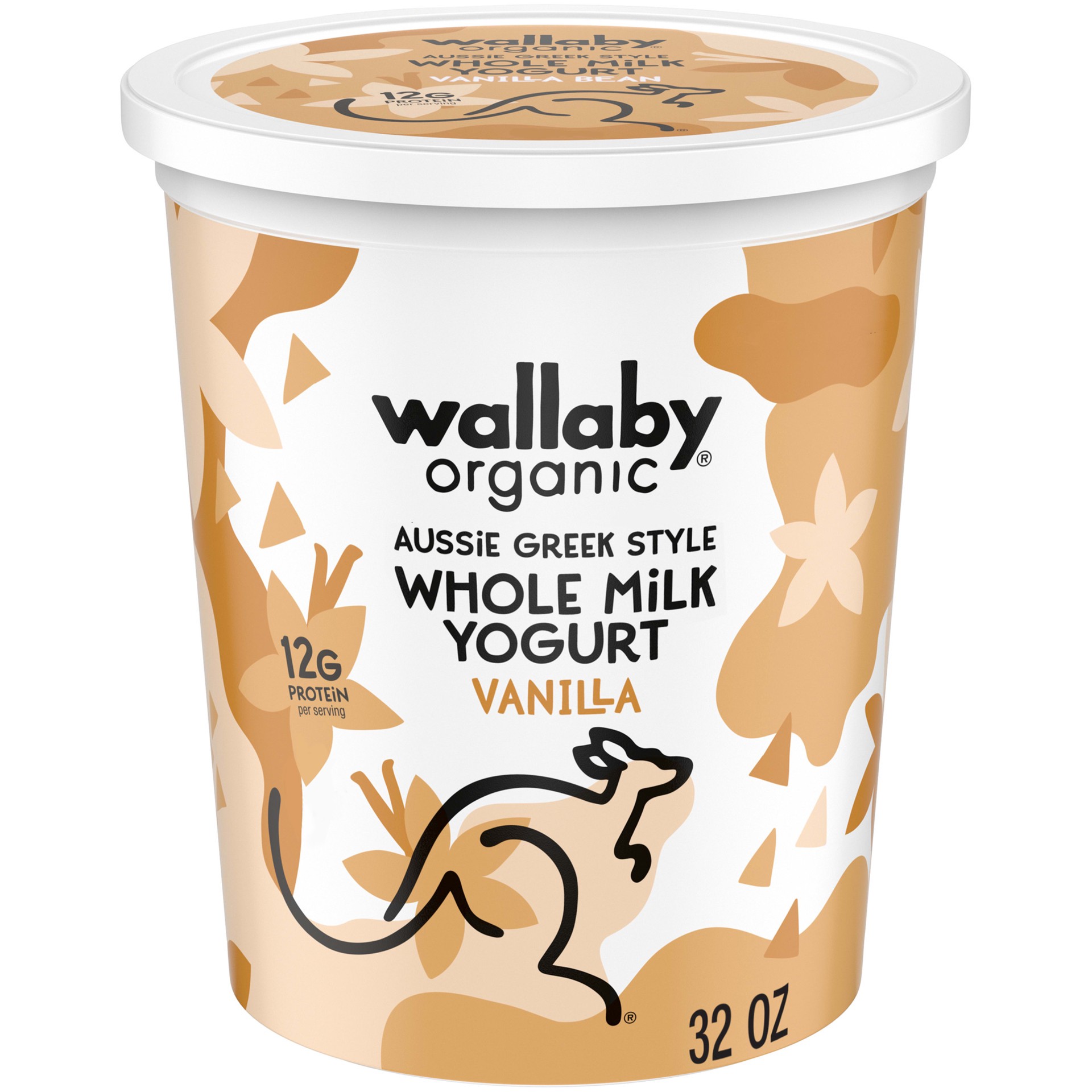 slide 1 of 12, Wallaby Organic Aussie Greek Whole Milk Yogurt, Vanilla Bean, USDA Organic, 32 oz., 32 oz