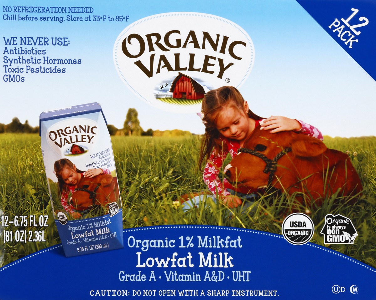 slide 5 of 13, Organic Valley Organic 1% Milkfat Lowfat Milk 12 ea, 12 ct