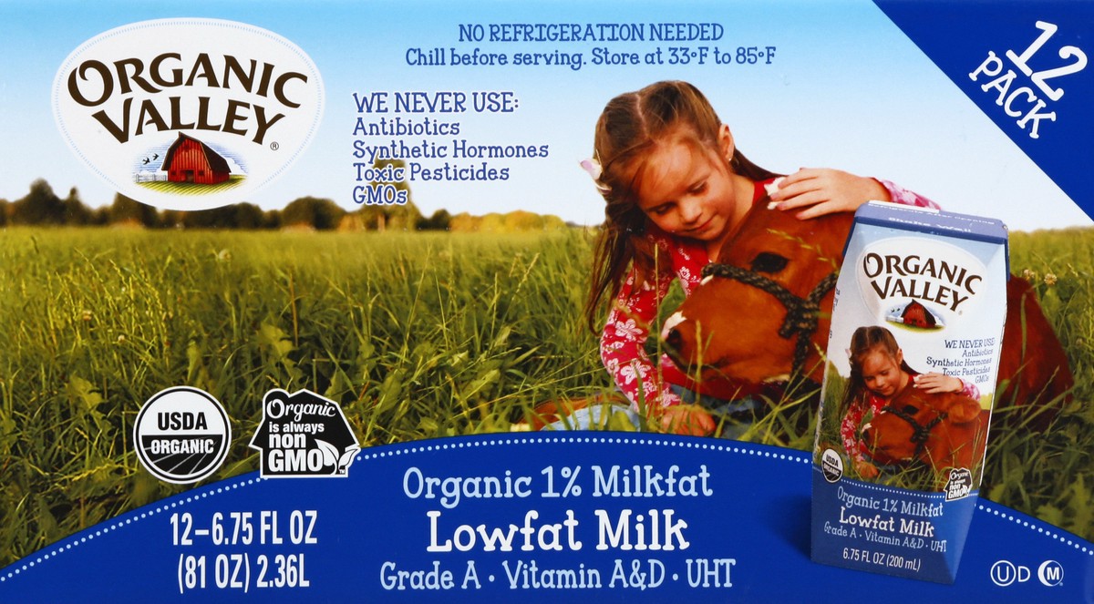 slide 6 of 13, Organic Valley Organic 1% Milkfat Lowfat Milk 12 ea, 12 ct