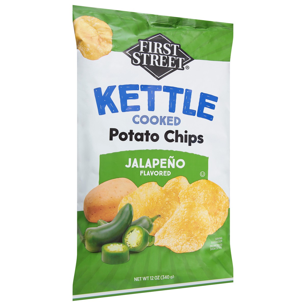 slide 11 of 13, First Street Jalapeno Kettel Cooked Potato Chips, 12 oz