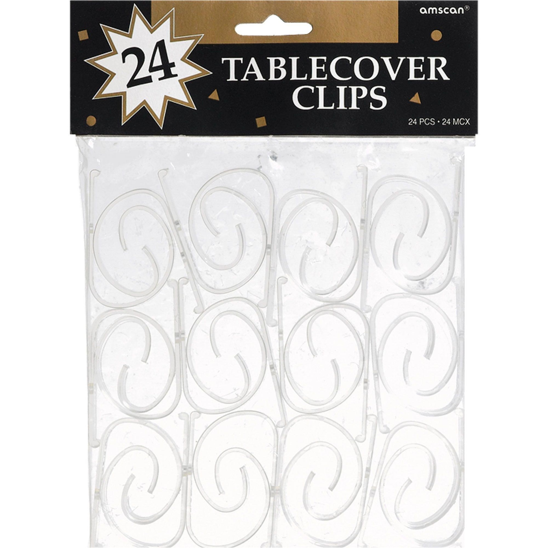 slide 1 of 1, Party City CLEAR Table Cover Clips, 24 ct