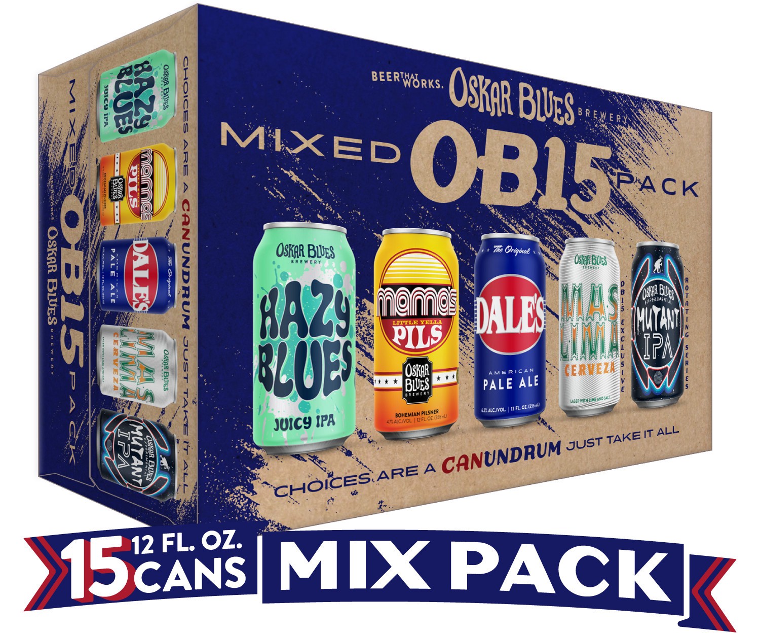 slide 3 of 7, Oskar Blues OB15 Mixed Pack 15 Pack 12 fl oz Can, 12 oz