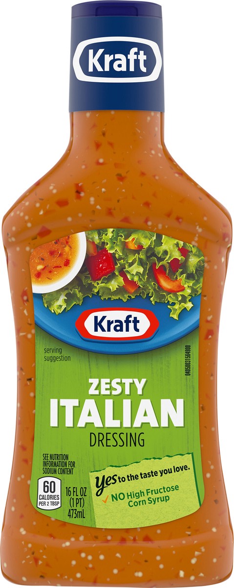 slide 9 of 9, Kraft Zesty Italian Salad Dressing, 16 fl oz Bottle, 16 fl oz