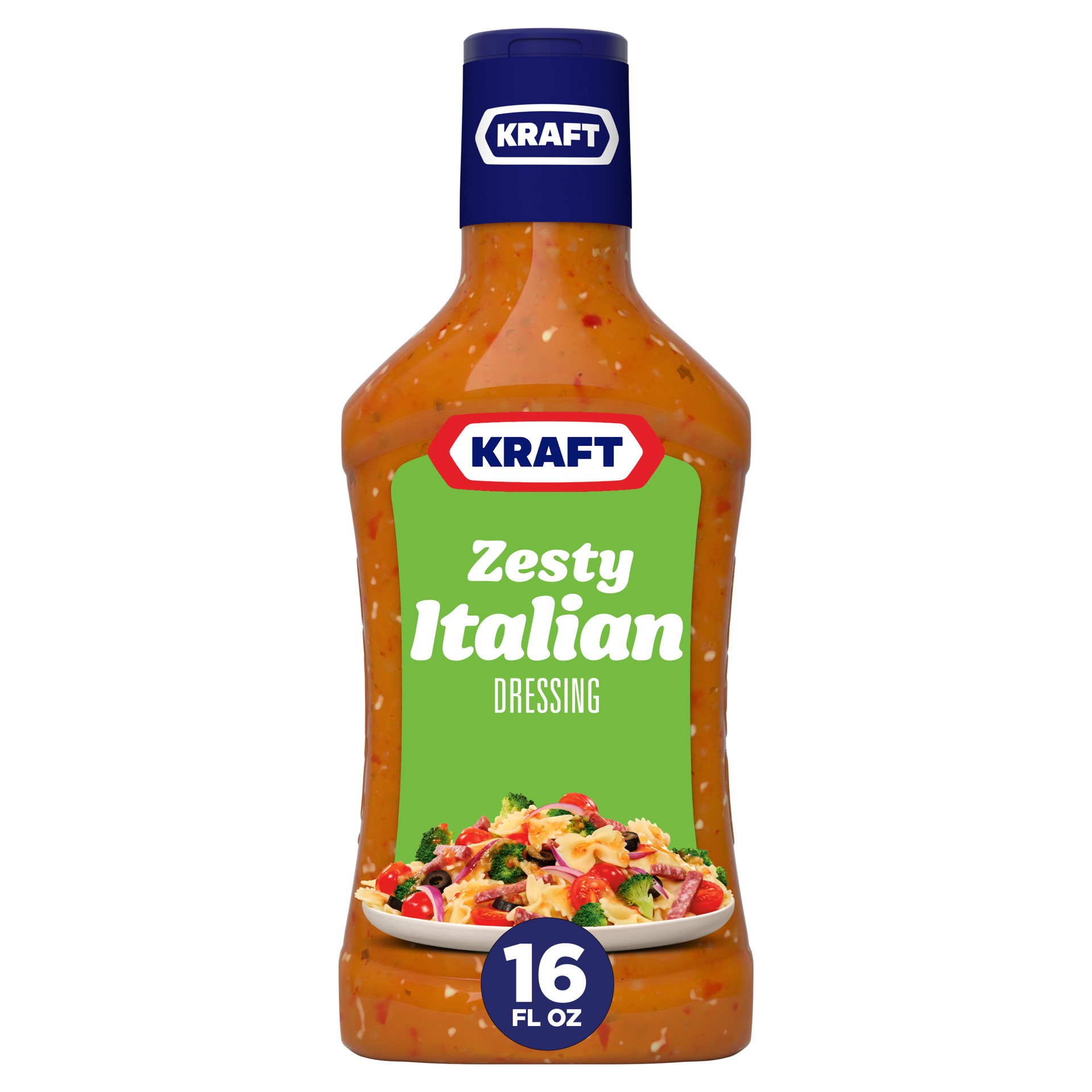 slide 1 of 9, Kraft Zesty Italian Salad Dressing, 16 fl oz Bottle, 16 fl oz