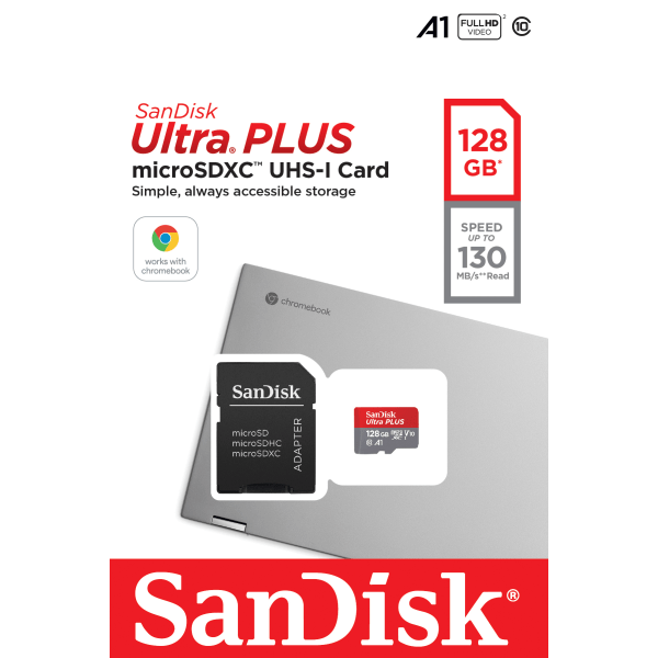 slide 1 of 4, SanDisk Ultra Plus Microsd Uhs-I Card, 128Gb, 1 ct