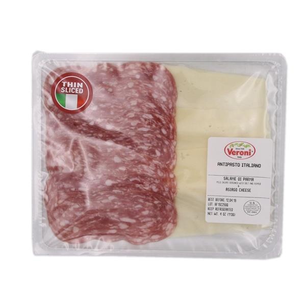 slide 1 of 1, Veroni Pre-Sliced Salame Di Parma & Asiago, 4 oz