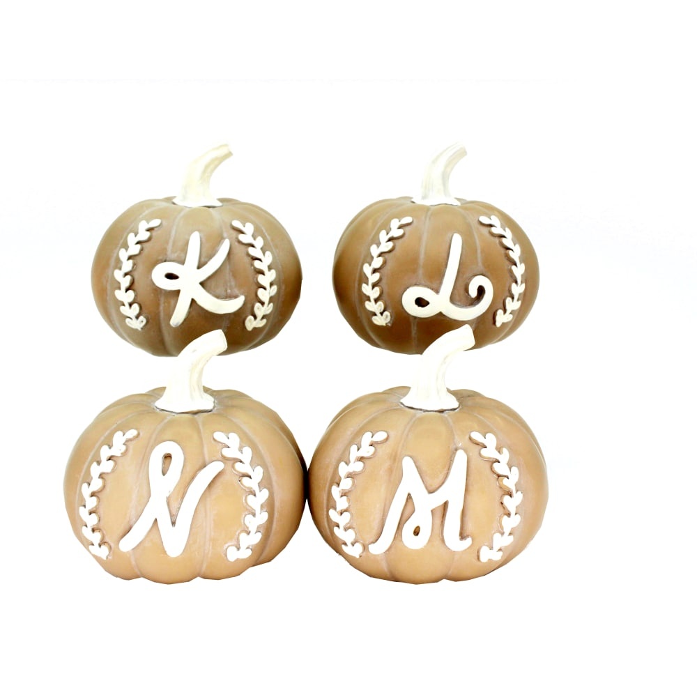 slide 1 of 1, Holiday Home Monogram Pumpkins (Klmn), 4.5 in