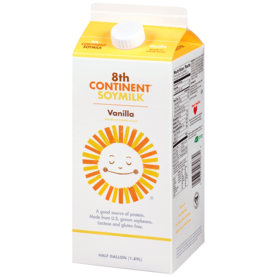 slide 3 of 8, 8th Continent Vanilla Soy Milk, 64 fl oz