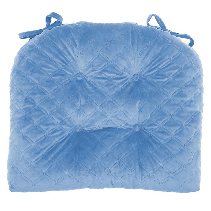 slide 1 of 2, Therapedic Velvet Quilted Chair Pad - Denim, 1 ct