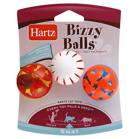 slide 1 of 1, Hartz Cat Toy Bizzy Balls, 3 ct