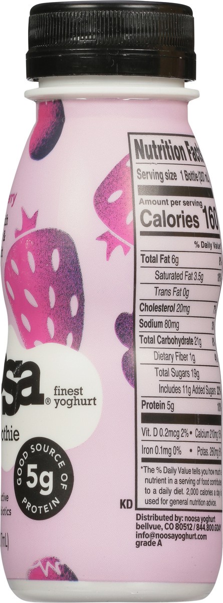 slide 3 of 9, noosa Yoghurt, Mixed Berry Fruit Smoothie, 7 fl oz, Whole Milk Yogurt, Real Fruit, Grade-A Pasteurized, Gluten Free, Probiotic, 7 oz