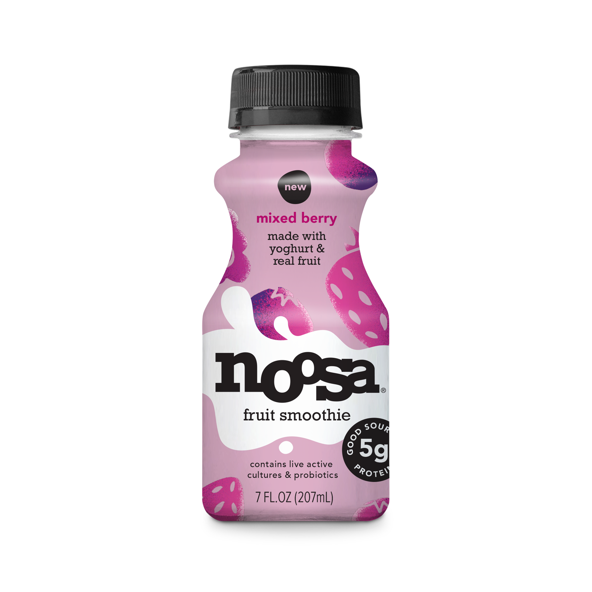 slide 1 of 9, noosa Yoghurt, Mixed Berry Fruit Smoothie, 7 fl oz, Whole Milk Yogurt, Real Fruit, Grade-A Pasteurized, Gluten Free, Probiotic, 7 oz