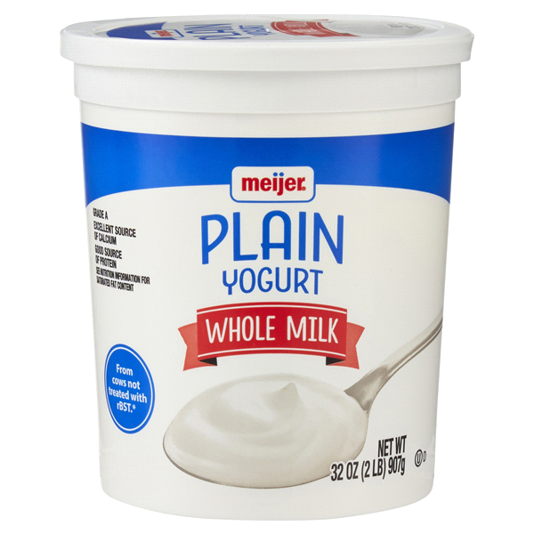 slide 1 of 1, Meijer Yogurt All Natural Whole Milk Plain, 32 oz