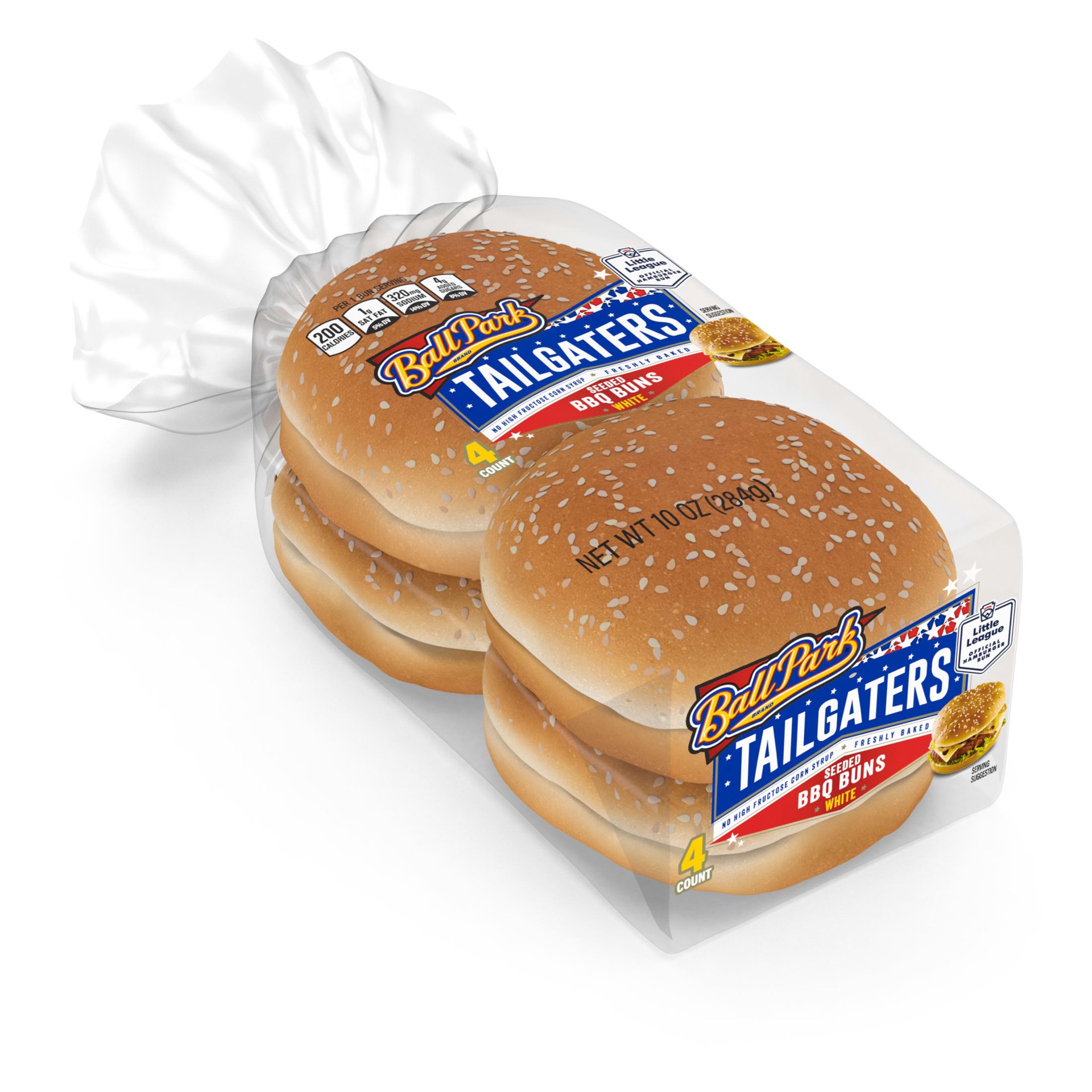 slide 8 of 8, Ball Park Tailgaters Seeded BBQ Buns, 4 count, Sesame Hamburger Buns, 10 oz Bag, 4 ct