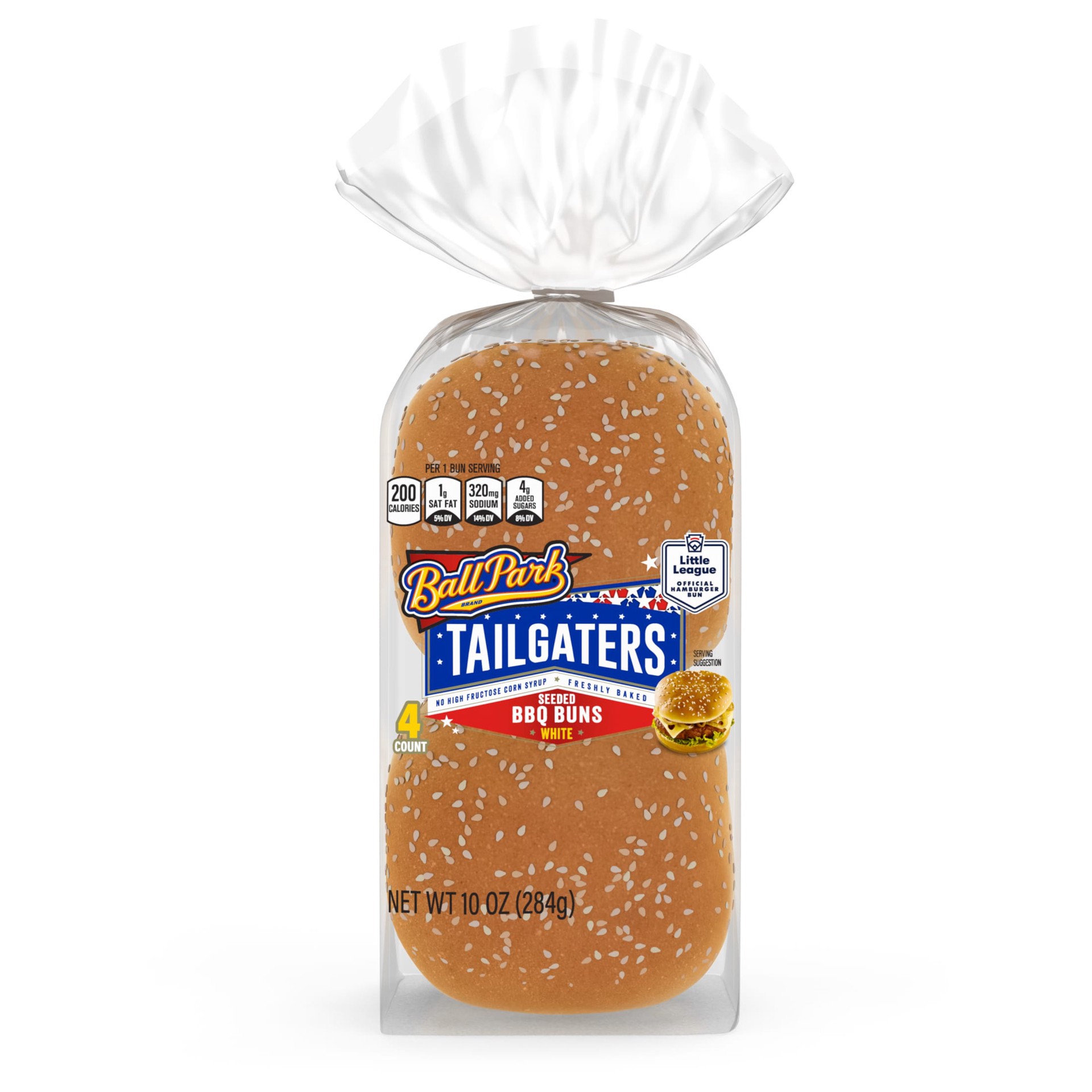slide 4 of 8, Ball Park Tailgaters Seeded BBQ Buns, 4 count, Sesame Hamburger Buns, 10 oz Bag, 4 ct