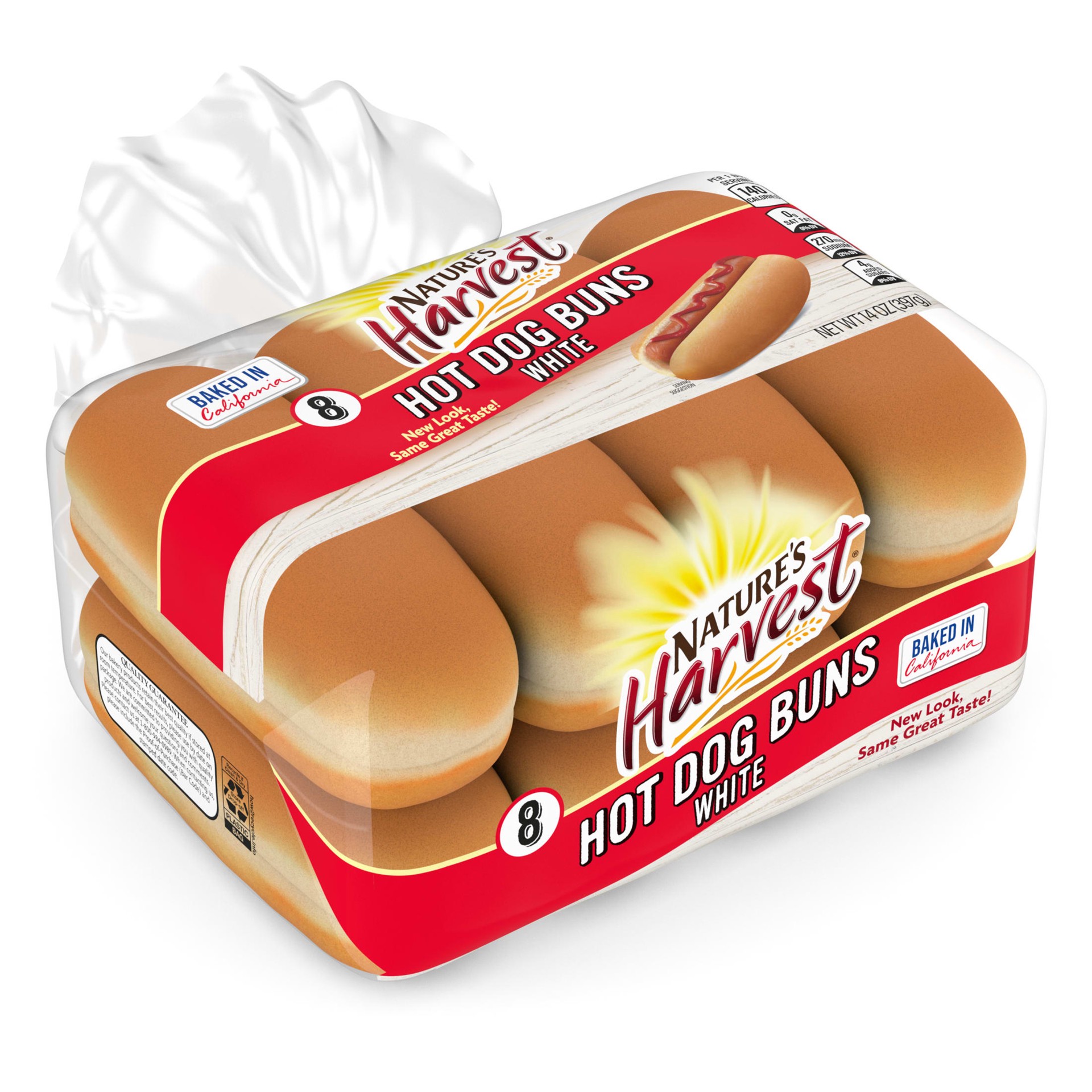 slide 7 of 8, Nature's Harvest White Hot Dog Buns, 8 count, Hot Dog Buns, 14 oz Bag, 14 oz