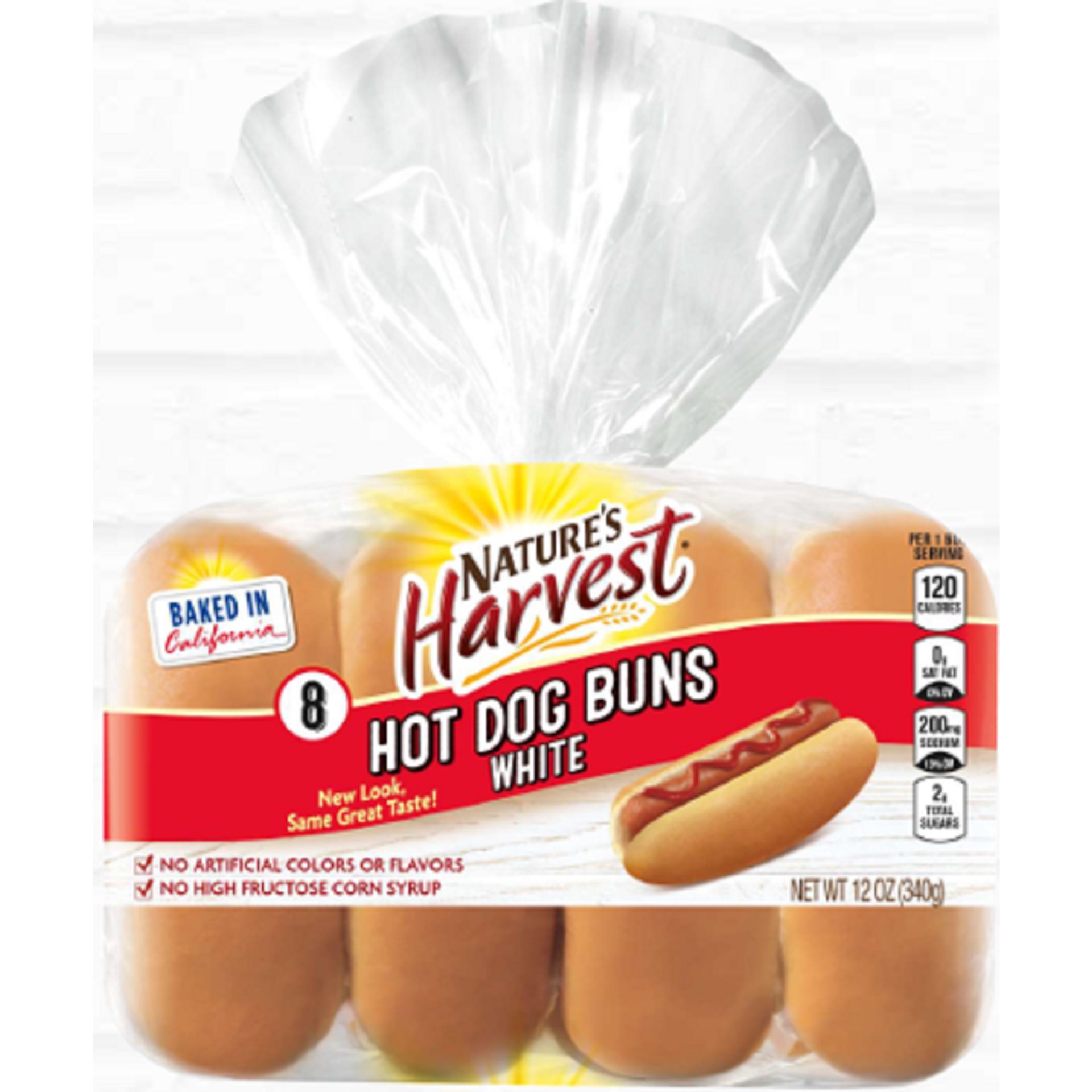 slide 4 of 8, Nature's Harvest White Hot Dog Buns, 8 count, Hot Dog Buns, 14 oz Bag, 14 oz