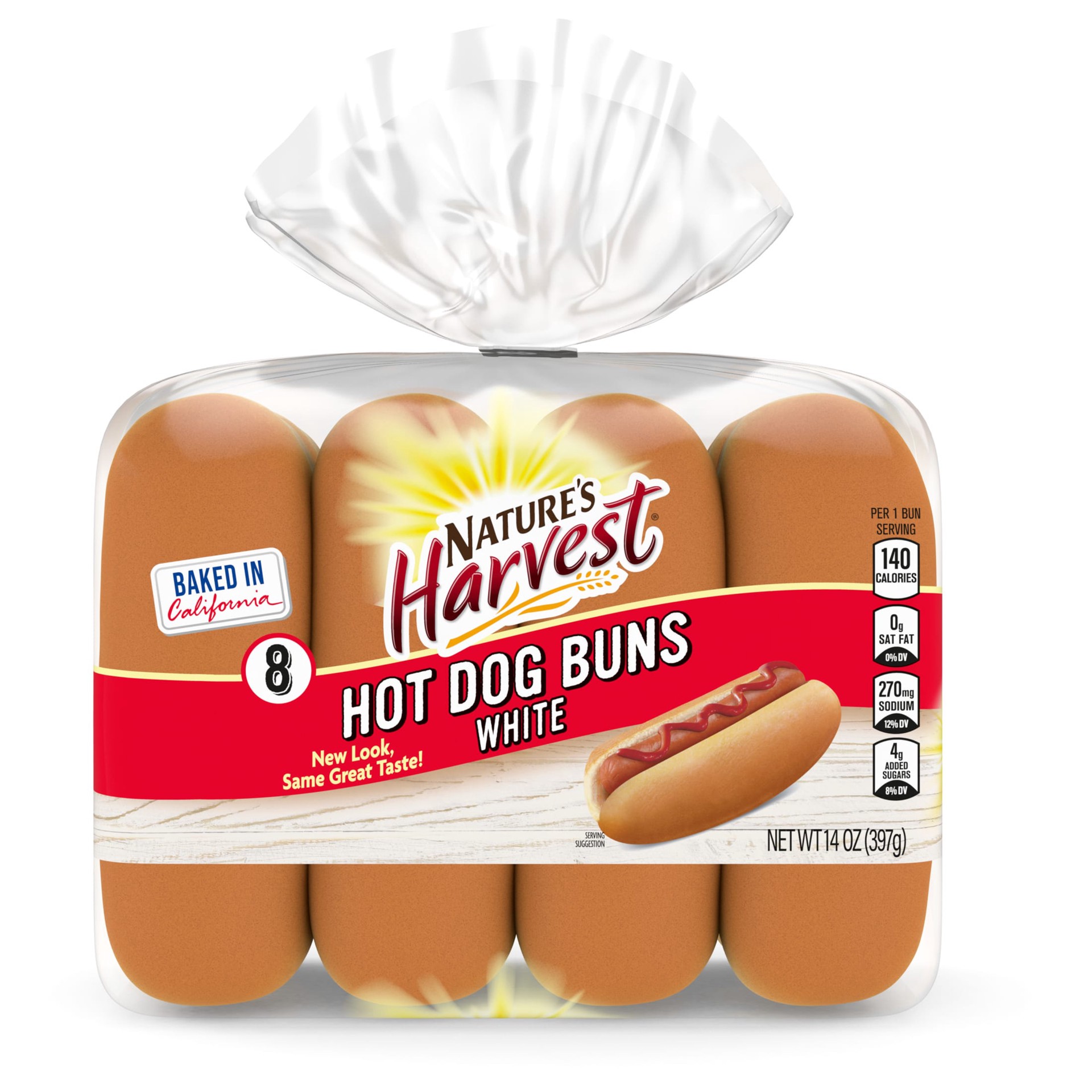 slide 2 of 8, Nature's Harvest White Hot Dog Buns, 8 count, Hot Dog Buns, 14 oz Bag, 14 oz