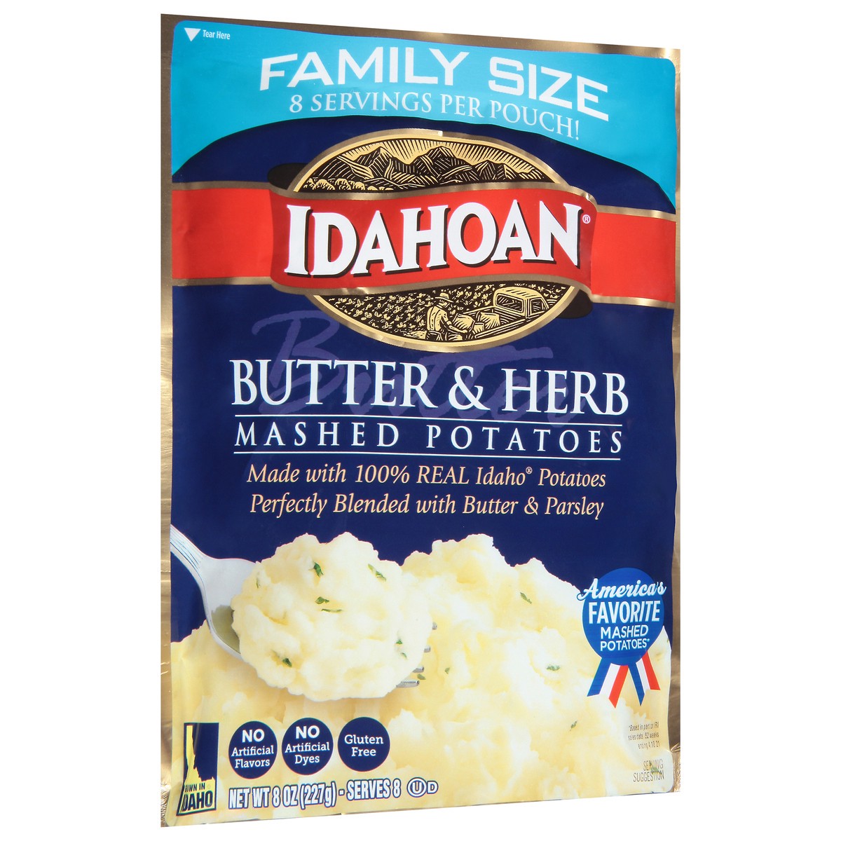slide 2 of 9, Idahoan Butter & Herb Mashed Potatoes, 8 oz