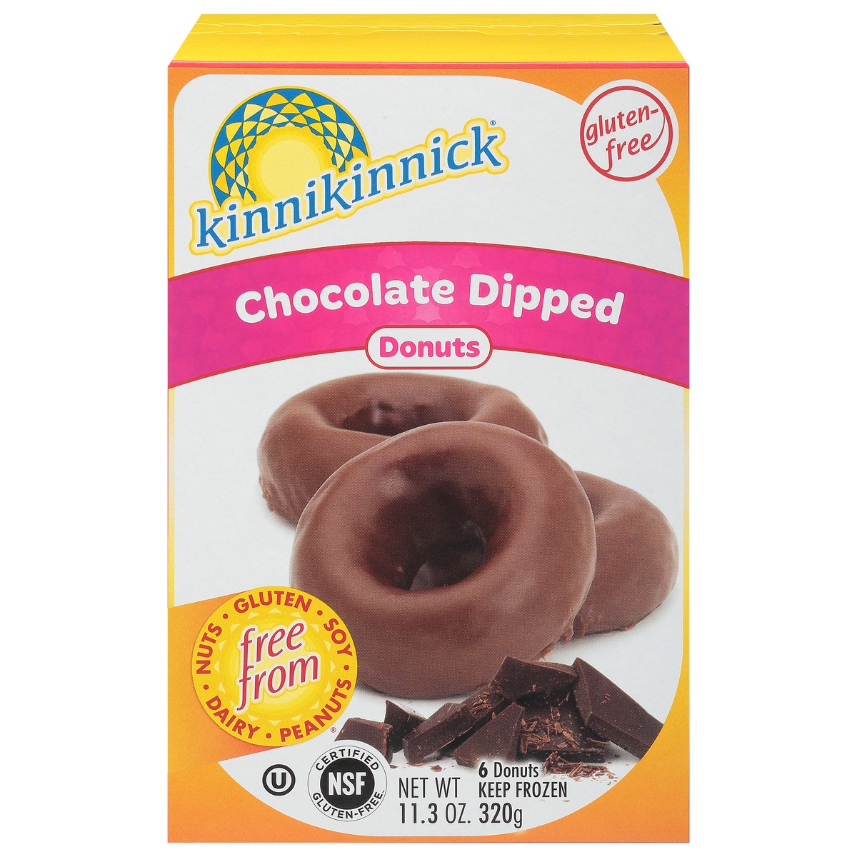 slide 1 of 4, Kinnikinnick Foods Chocolate Dipped Donuts 6 ea, 6 ct
