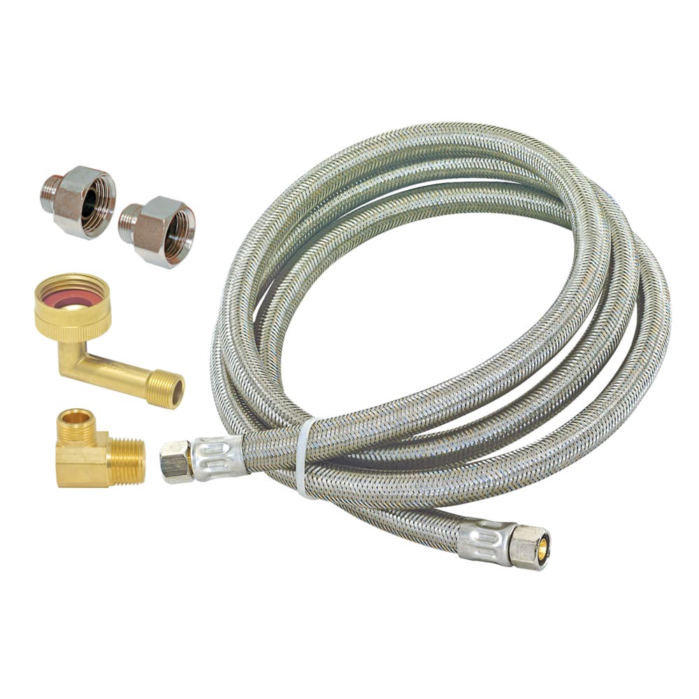 slide 1 of 6, EASTMAN 8-ft 3/8 -in Compression Inlet x 3/8 -in Compression Outlet Stainless steel Dishwasher connector, 1 ct