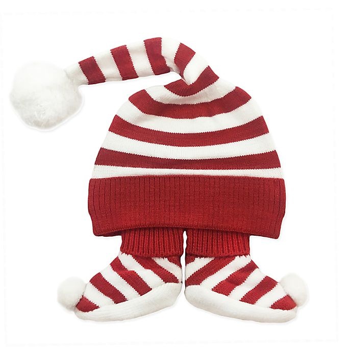 slide 1 of 3, NYGB Newborn Elf Hat and Bootie Set - Holiday Red, 2 ct