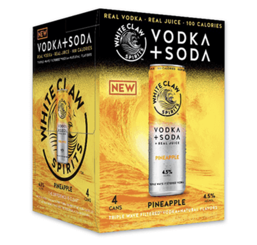 Mike's White Claw White Claw Vodka + Soda Pineapple 4 ct Shipt