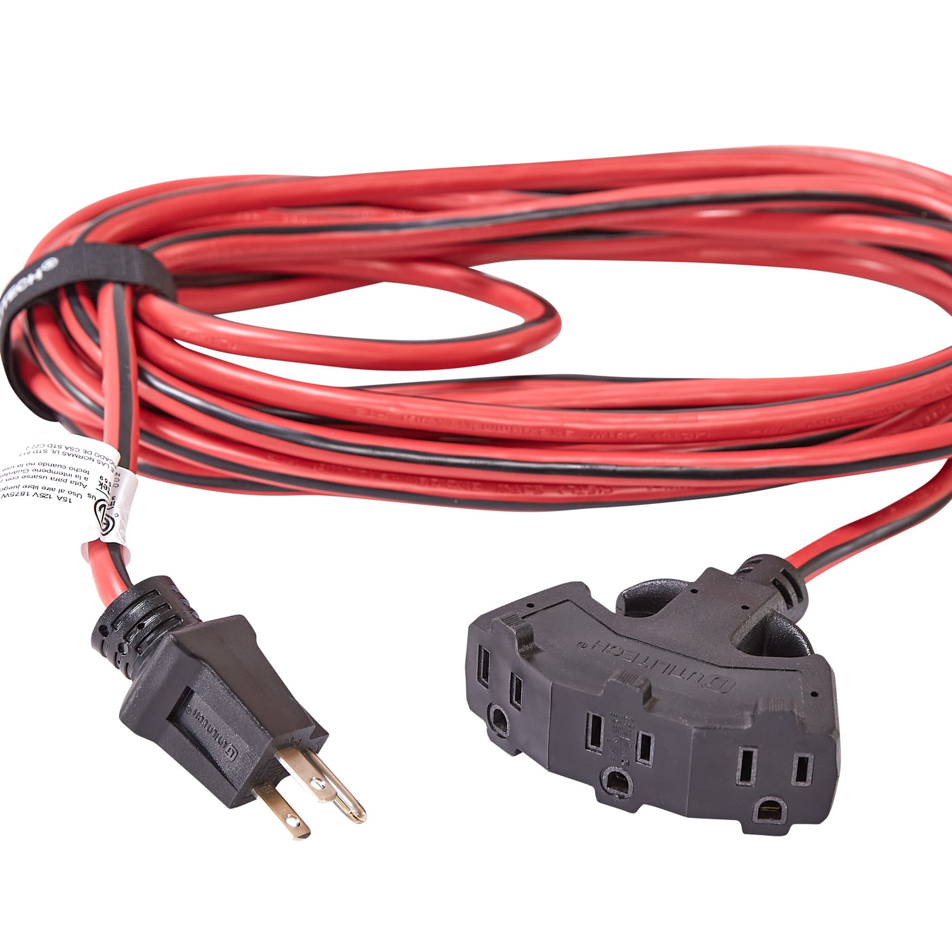 slide 4 of 4, Utilitech 25-ft 14 / 3 Medium Duty 3 Prong Red and black Outdoor Extension Power Cord, 1 ct