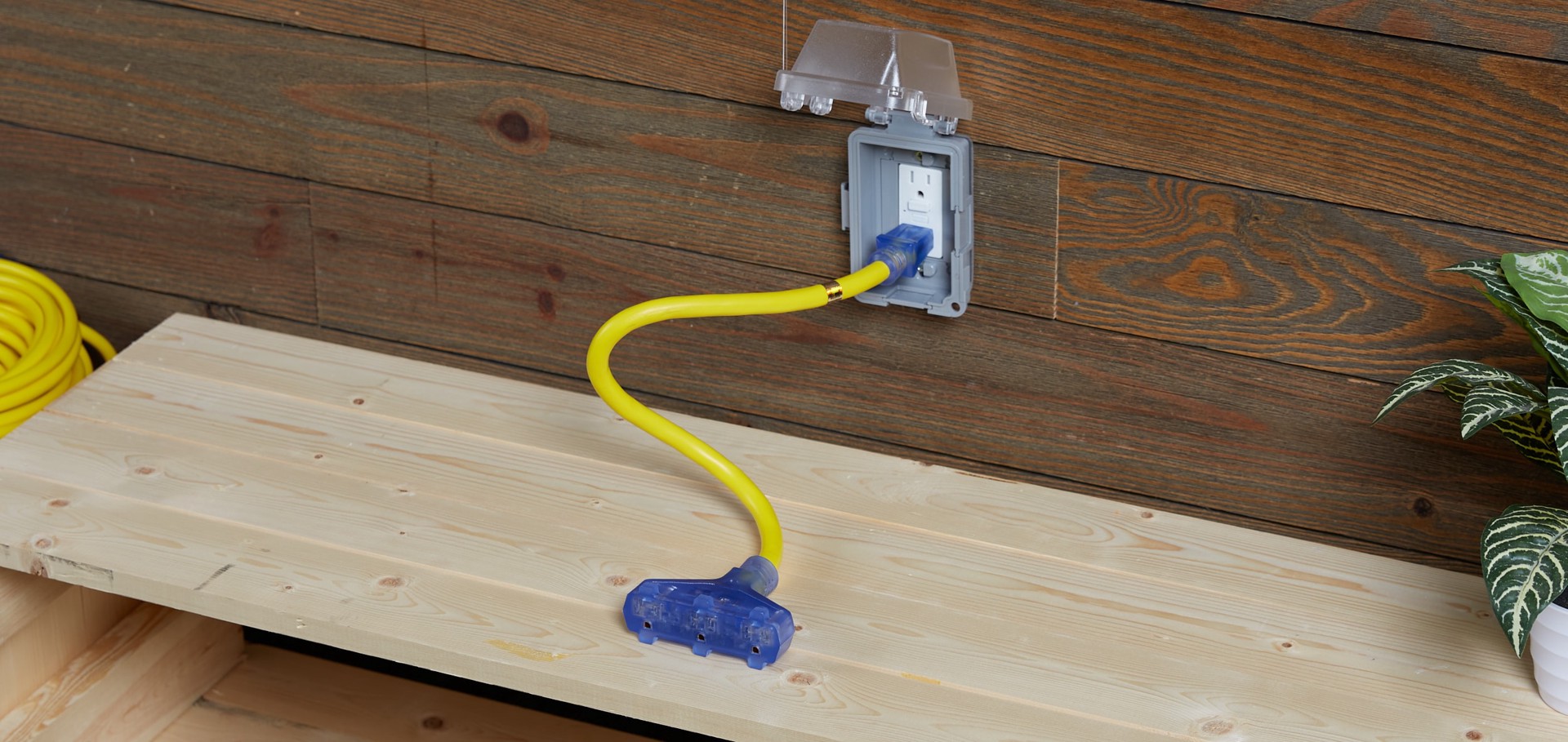 slide 4 of 6, Utilitech 2-ft 12 / 3 Heavy Duty 3 Prong Yellow Outdoor Extension Power Cord, 1 ct