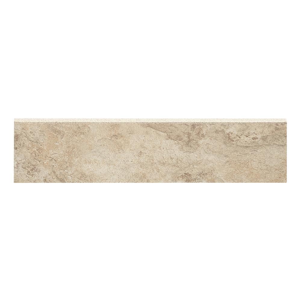 slide 1 of 6, Style Selections Mesa Beige - Glazed Porcelain 3-in x 12-in Glazed Porcelain Bullnose Tile ( 0.22-sq ft / Piece ), 1 ct