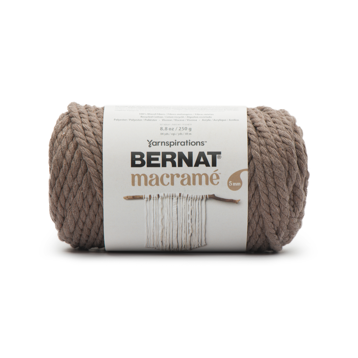 slide 1 of 1, Bernat Macrame Gray Brown Yarn, 1 ct