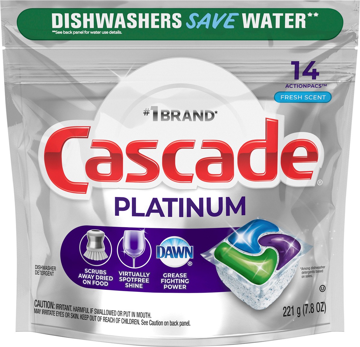 slide 2 of 3, Cascade Platinum Fresh Scent Actionpacs, 14 ct