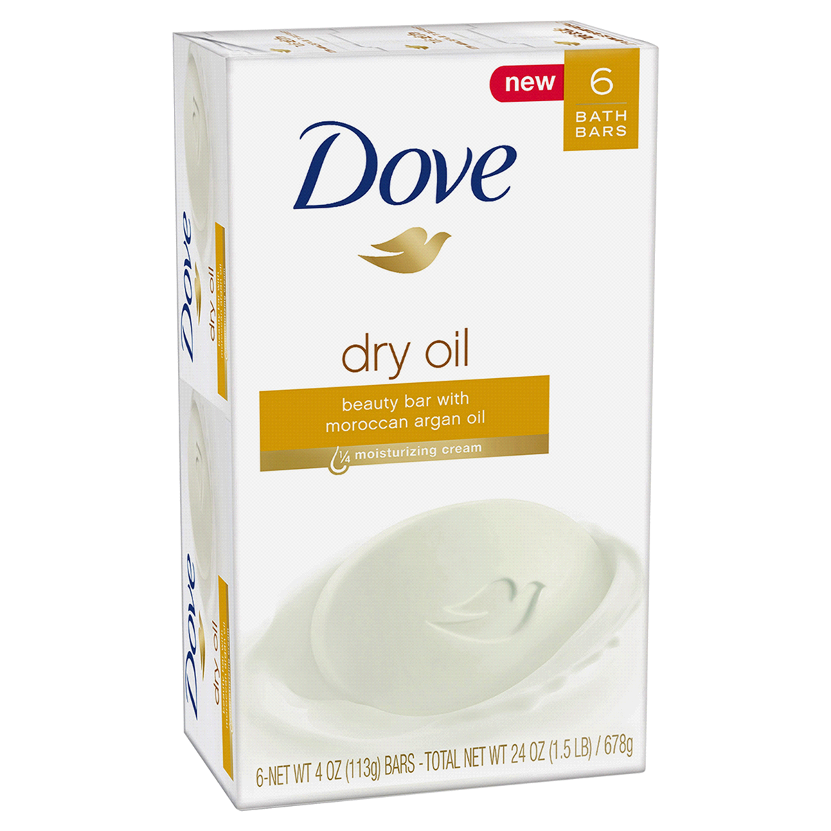 slide 3 of 5, Dove Dry Oil Beauty Bar with Argan Oil, 6 ct