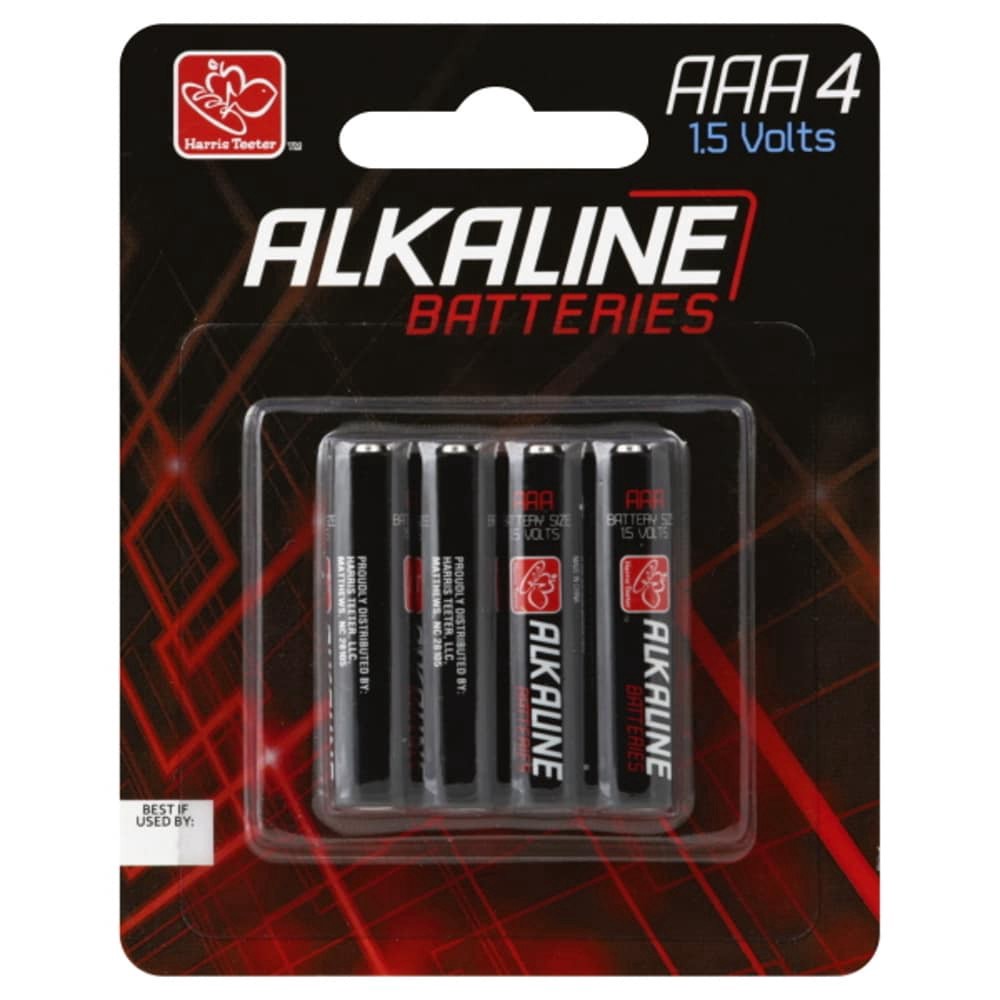 slide 1 of 2, Harris Teeter Alkaline AAA Batteries, 4 ct