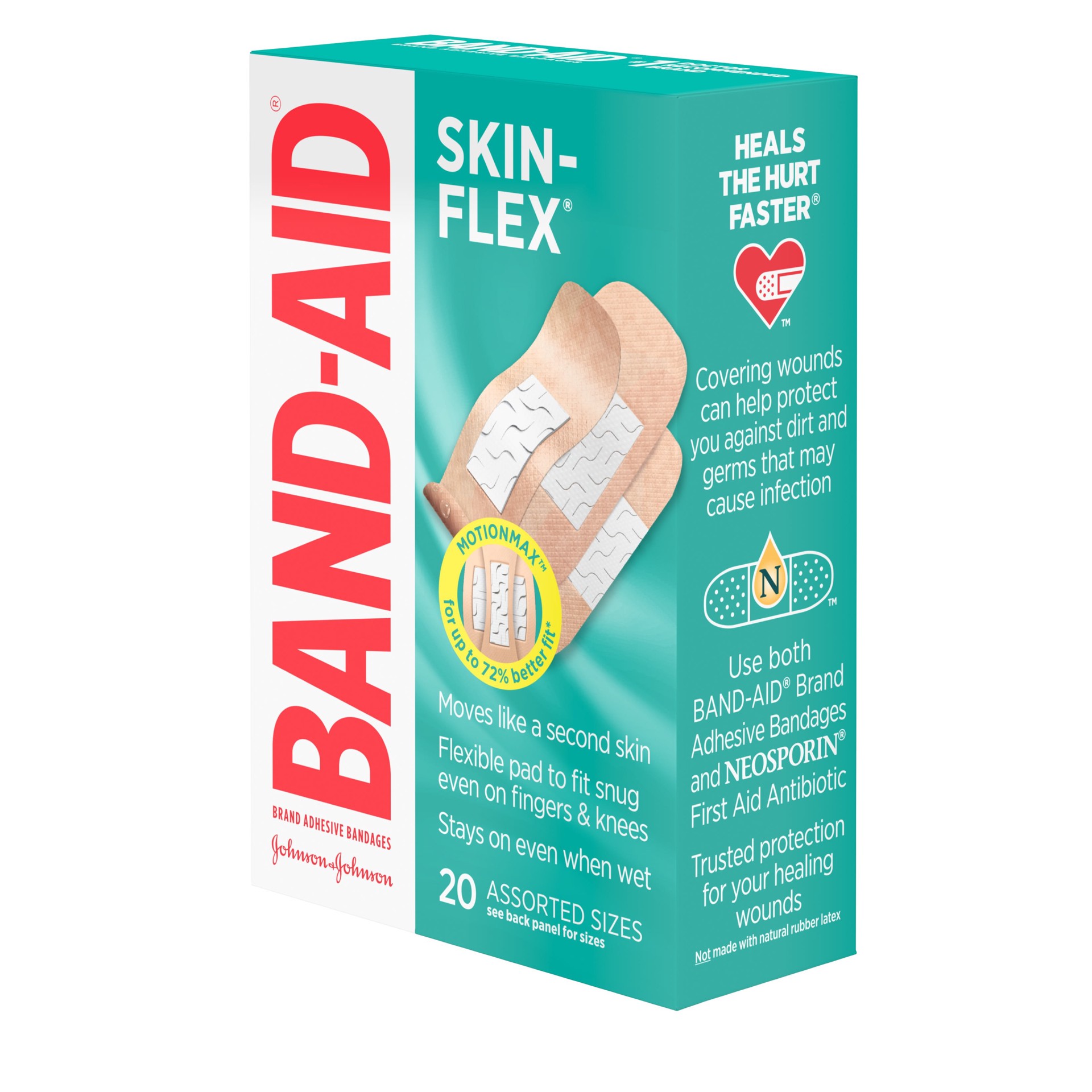 slide 7 of 9, BAND-AID Band-aid Bandages Skin Flex Assorted Sizes, 20 ct