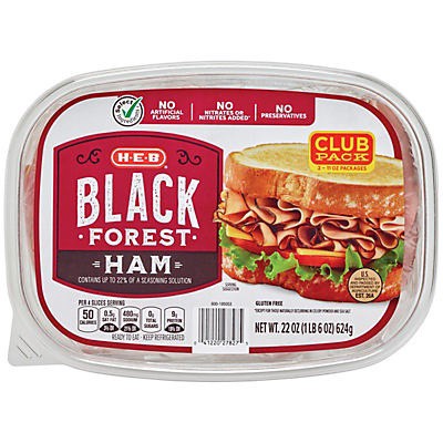 slide 1 of 1, H-E-B Black Forest Ham Club Pack, 22 oz
