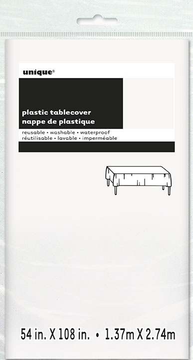 slide 1 of 1, Bright White Plastic Table Cover, 108 x 54, 54 in x 108 in