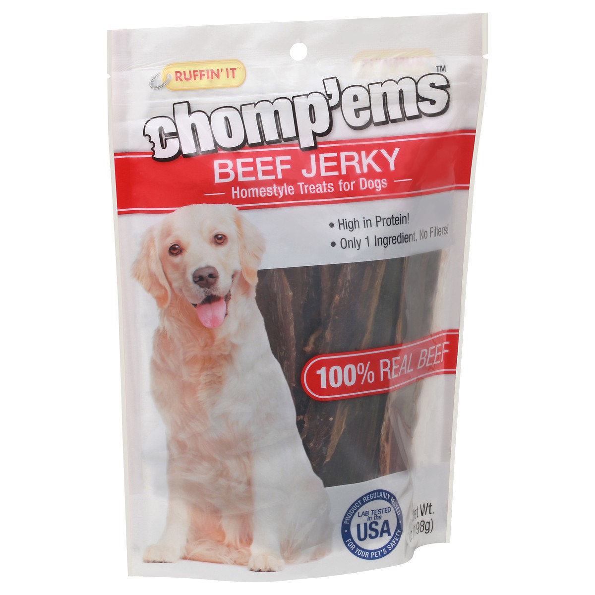 slide 8 of 9, Ruffin' It Chomp'ems Beef Jerry Homestyle Treats For Dogs 7 oz Pouch, 7 oz