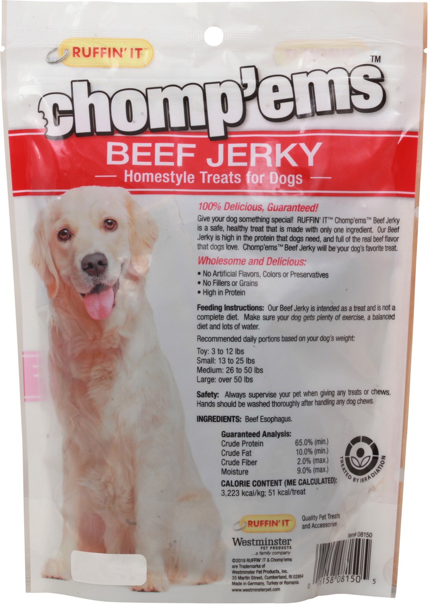 slide 9 of 9, Ruffin' It Chomp'ems Beef Jerry Homestyle Treats For Dogs 7 oz Pouch, 7 oz