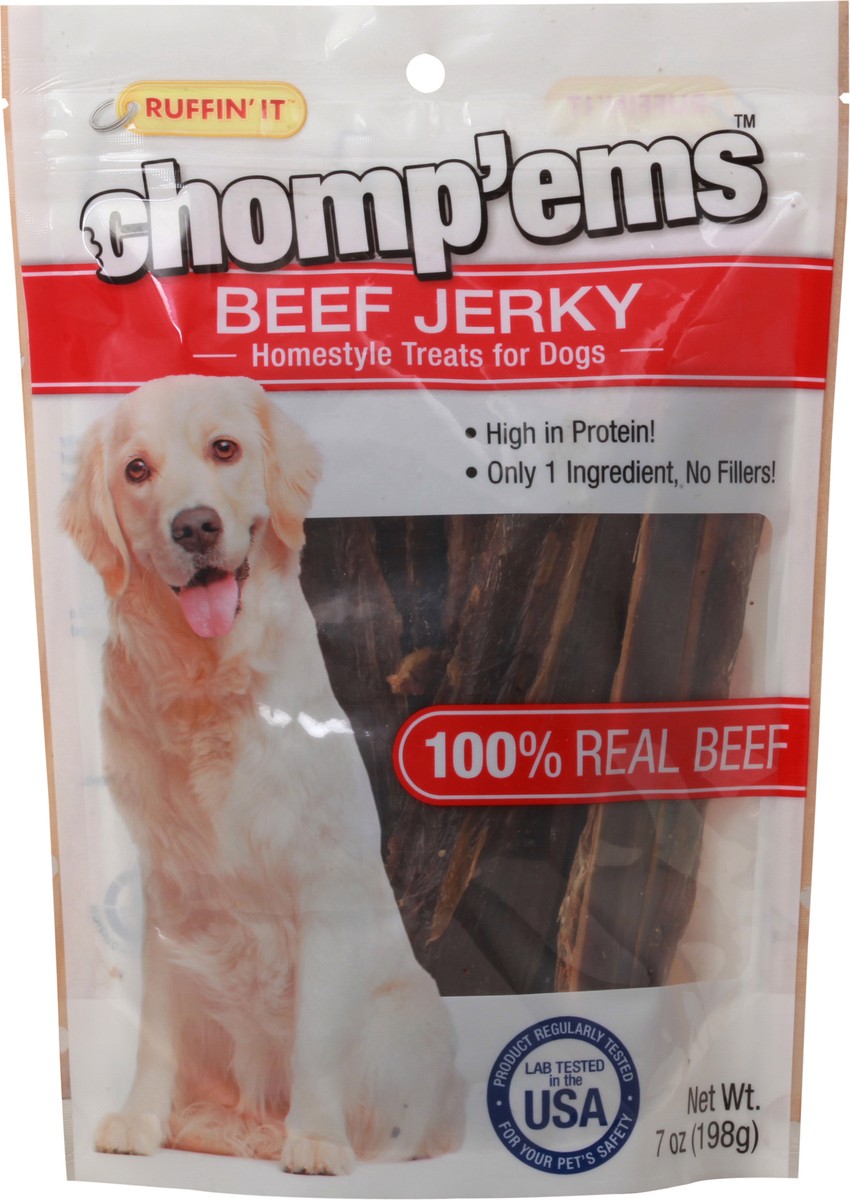 slide 3 of 9, Ruffin' It Chomp'ems Beef Jerry Homestyle Treats For Dogs 7 oz Pouch, 7 oz