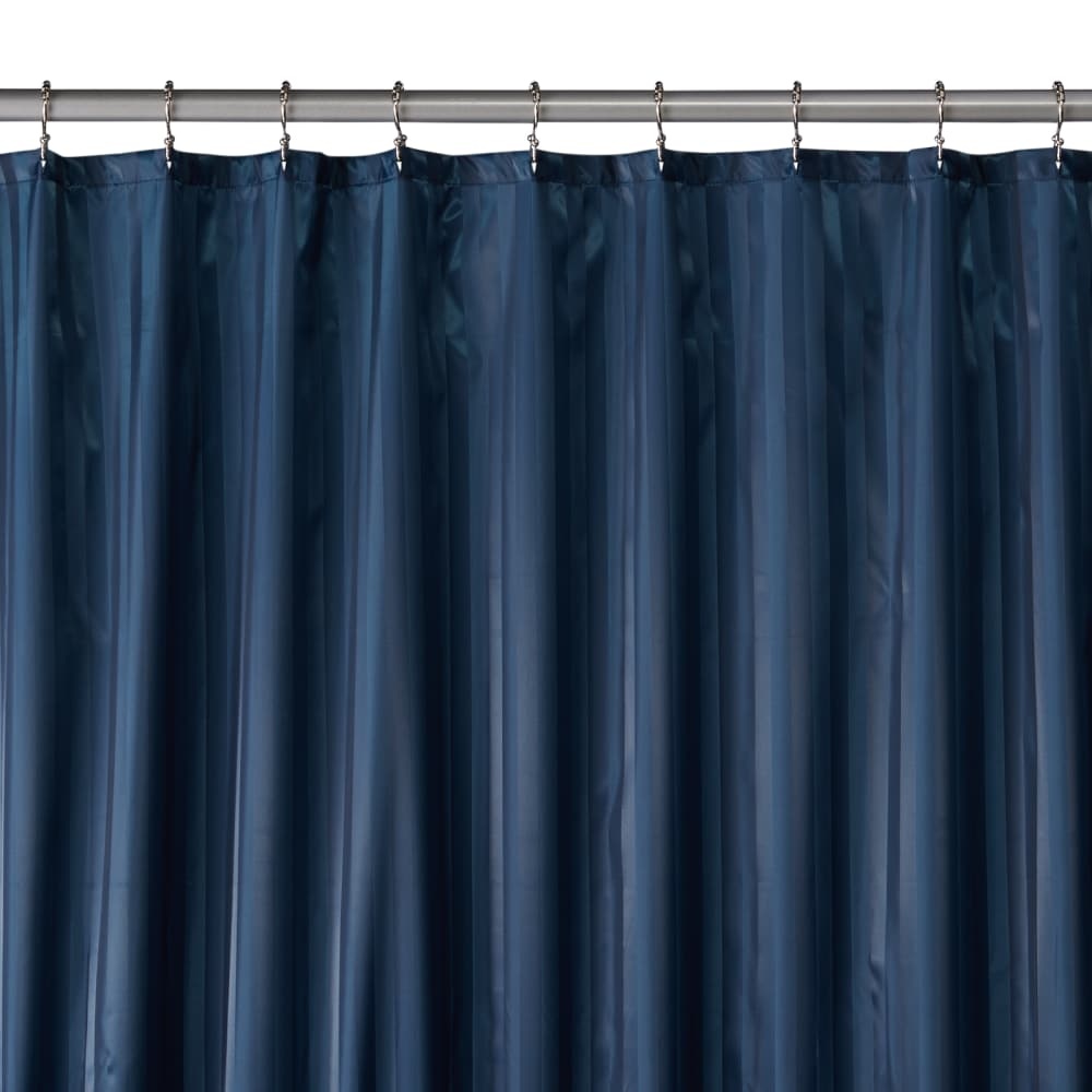 slide 1 of 1, HD Designs Satin Stripe Fabric Shower Curtain - Ensign Blue, 72 in x 72 in