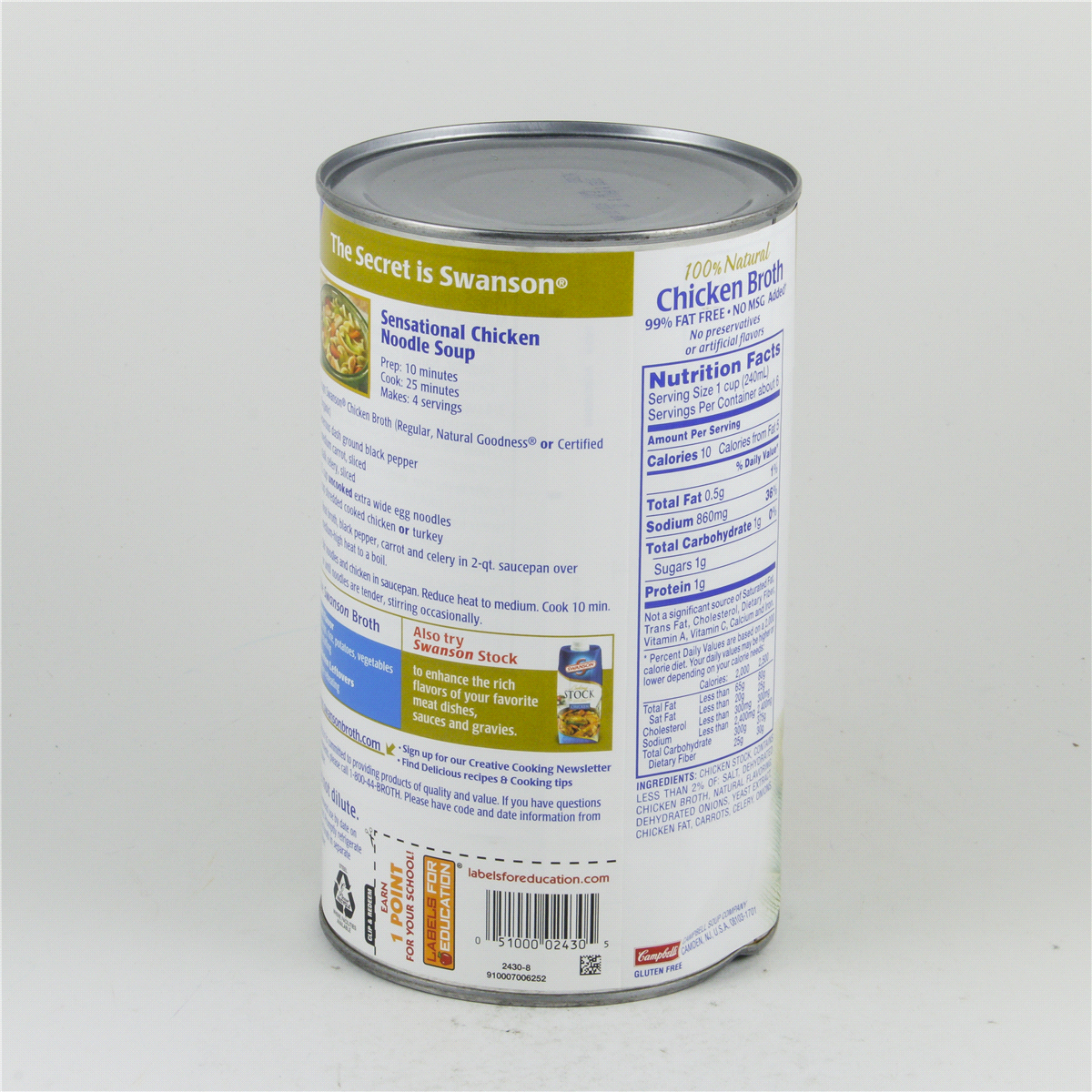 slide 3 of 4, Swanson 100% Natural Chicken Broth, 49.5 Oz Can, 49.5 fl oz