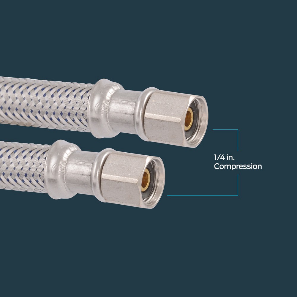 slide 4 of 6, EASTMAN 10-ft 1/4 -in Compression Inlet x 1/4 -in Compression Outlet Stainless steel Ice maker connector, 1 ct